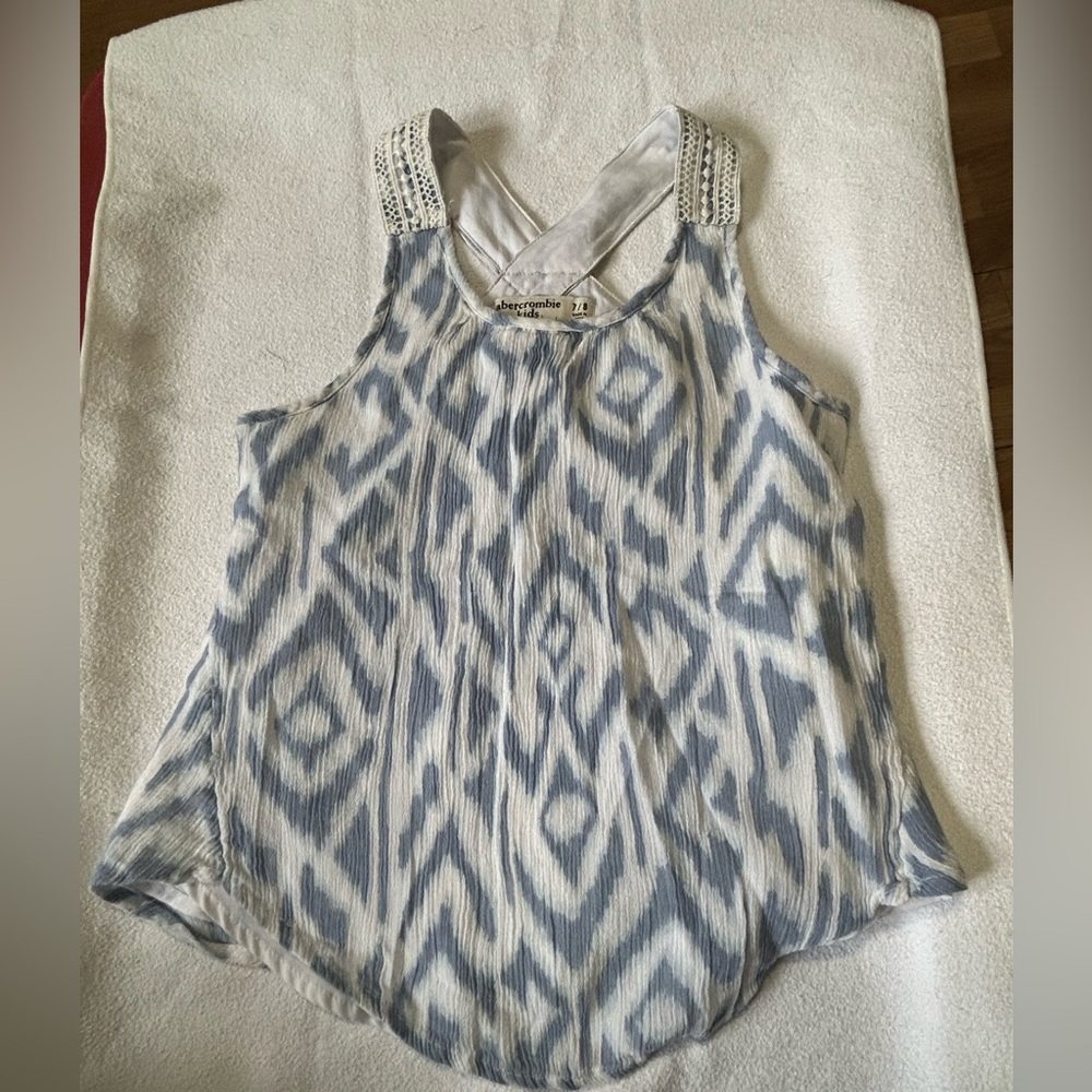 Abercrombie Kids Blue and White Geometric Tank Top